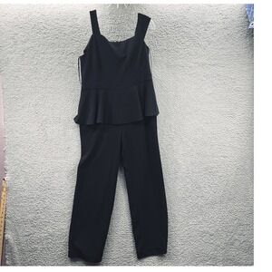 Chicos Jumpsuit Womens 1 M Black Stretch Glam Cocktail Luxe Capsule Party Peplum